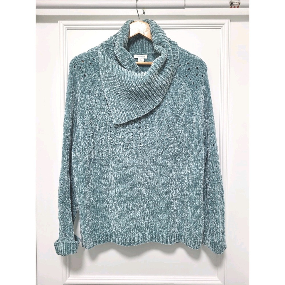 Sundance Seafoam Green Chenille Cowl Neck Oversized Sweater Sz M